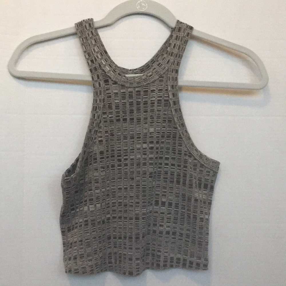 Cotton Candy LA gray highneck racerback crop top S